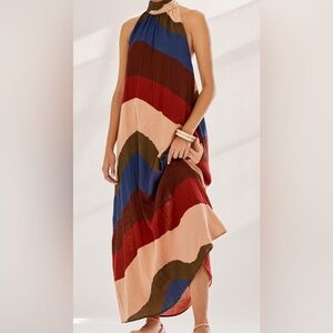 Anthropologie Colorblocked Maxi Halter Dress
